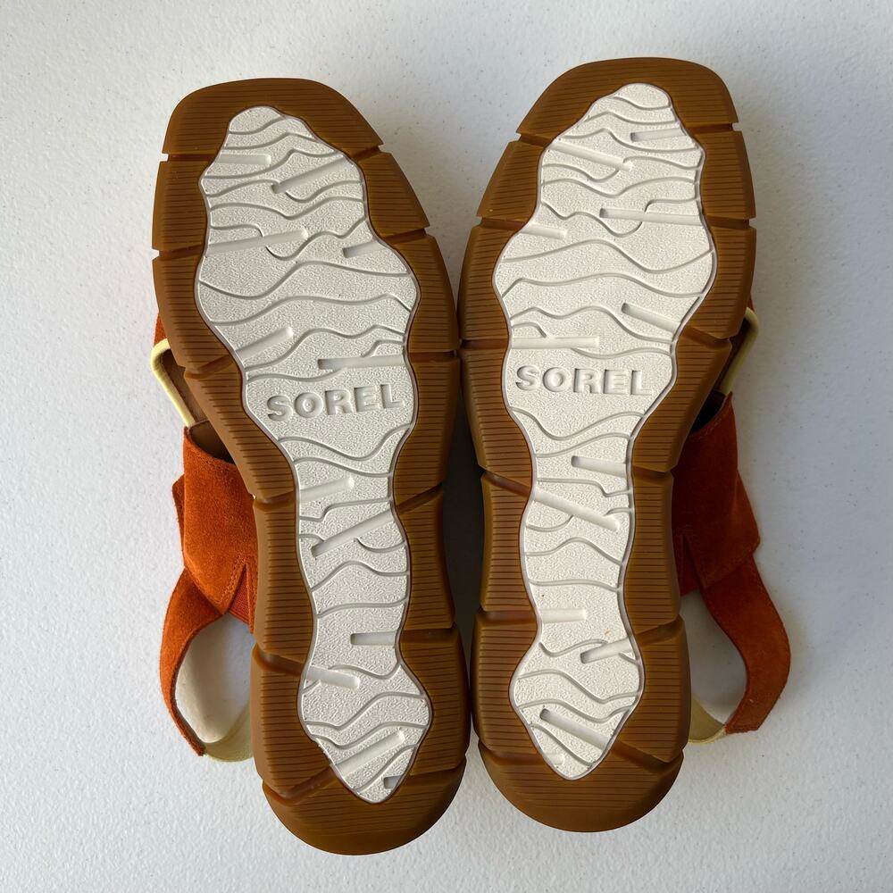 Sorel Joanie lll Sandals Women's 10.5 Orange Suede Slingback Wedge Platform NEW - Picture 10 of 13